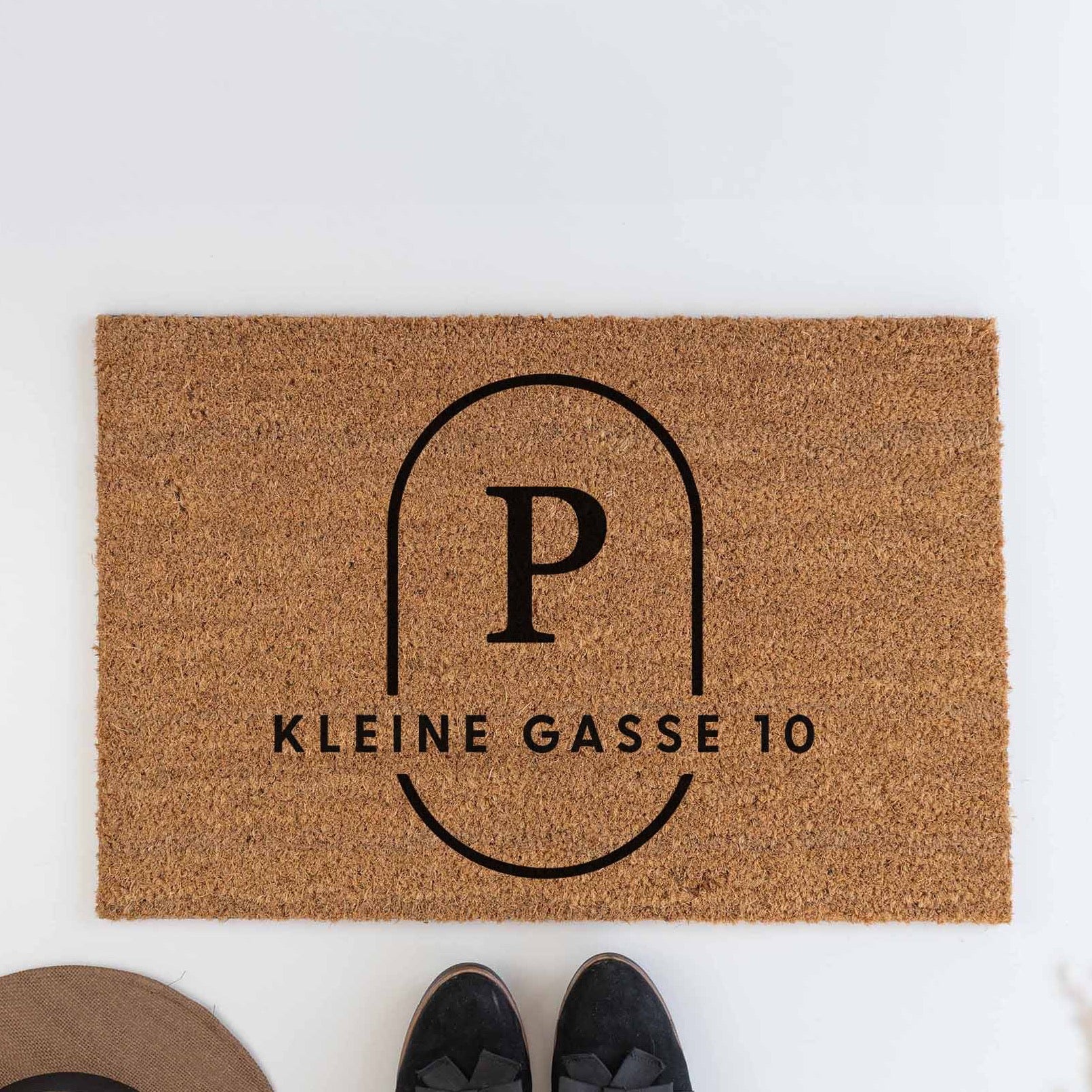 Personalisierte Kokos Fußmatte | Oval Initial